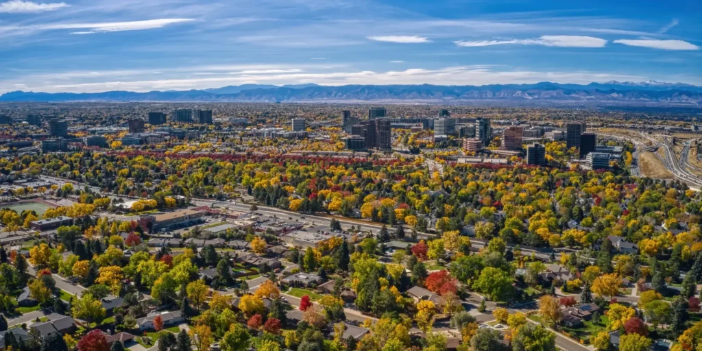 Aerial photo of Aurora, Colorado during Fall